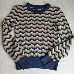 Princess Highway Sweater 6 Chevrom Pullover Puff Sleeve Retro Boho Pullover